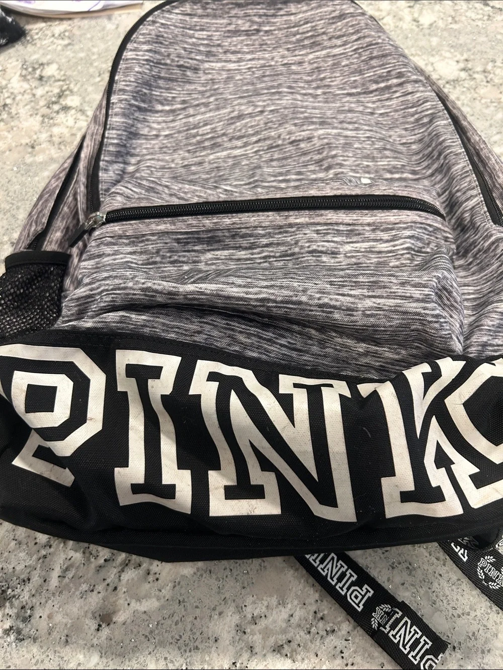 PINK Victoria's Secret Heather Gray & Black Logo Backpack